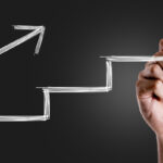 Hand drawing a stairs in a Conceptual Image Hand drawing a stairs in a Conceptual Image